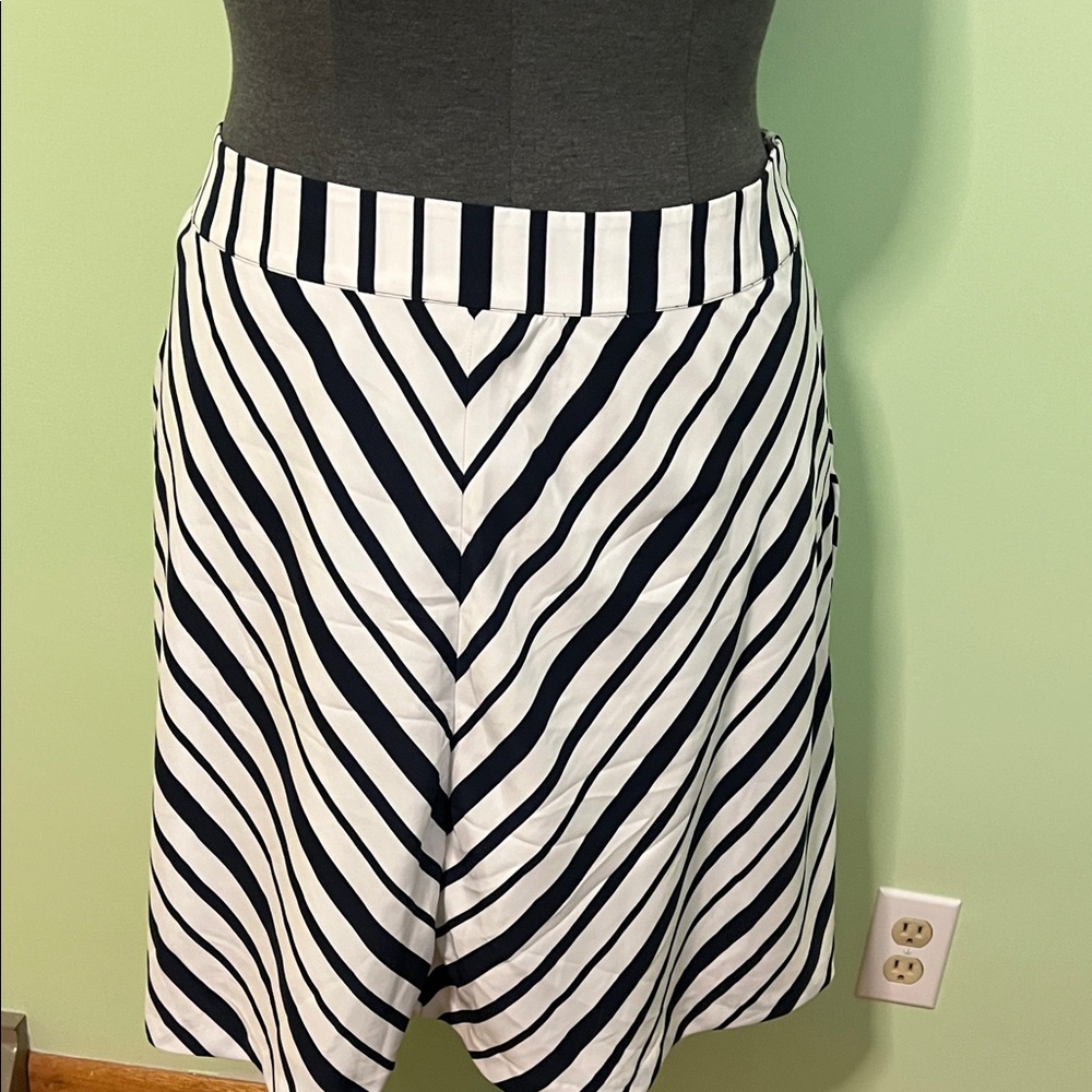 Lane Bryant Navy and White Striped A-Line Skirt